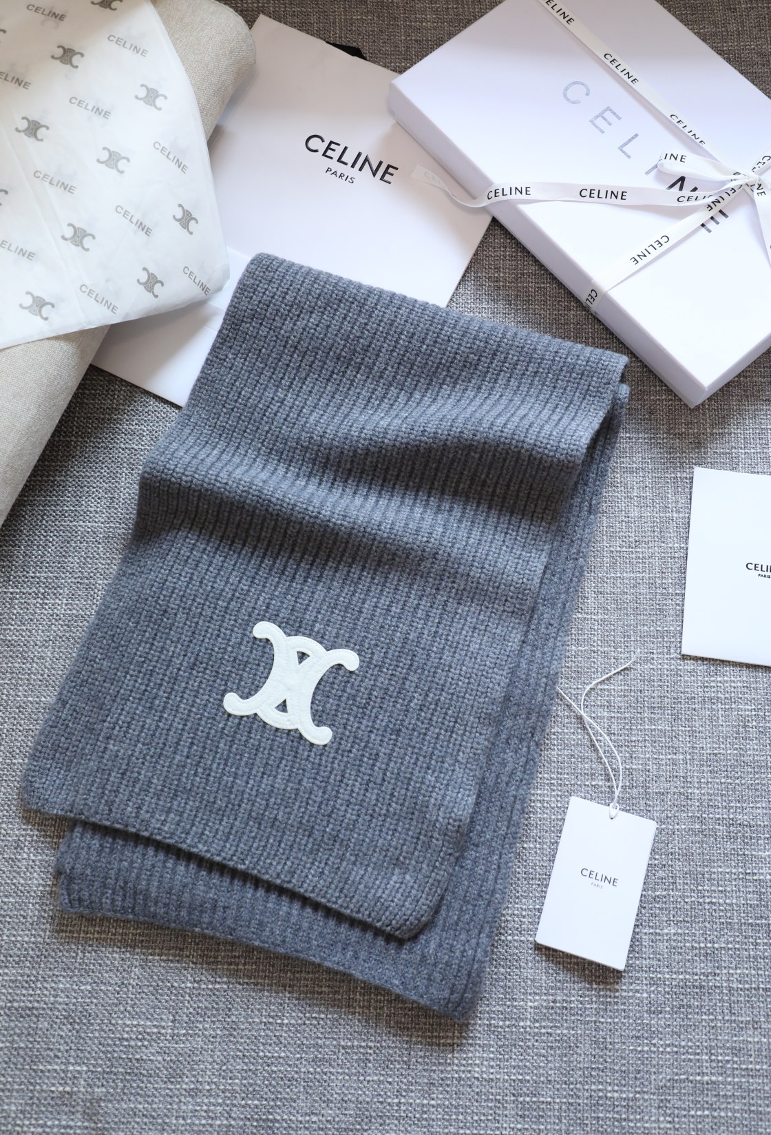 CELINE_SCARF_GREY_30x200